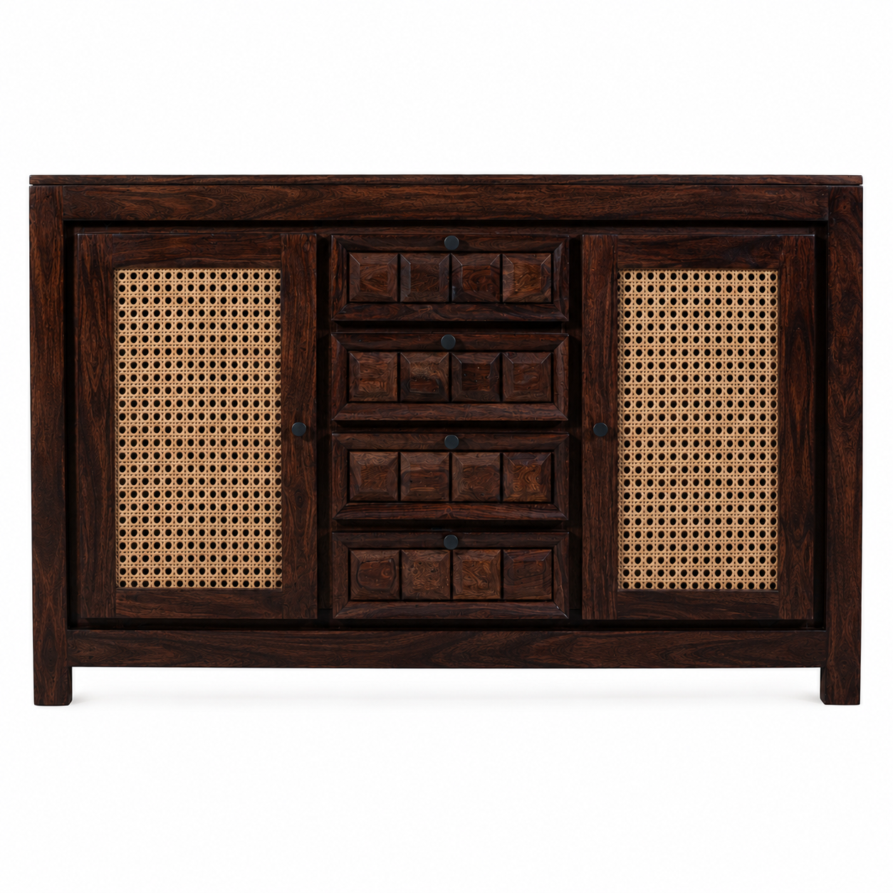 TILE RATTAN SIDEBAORD SOLID WOOD SIDEBAORD WITH RATTAN (PROVINCIAL TEAK)