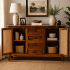 Udaipur Sideboard Solid wood sideboard with Rattan Fitted doors (honey finish)