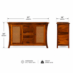 Udaipur Sideboard Solid wood sideboard with Rattan Fitted doors (honey finish)