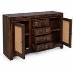 TILE RATTAN SIDEBAORD SOLID WOOD SIDEBAORD WITH RATTAN (PROVINCIAL TEAK)