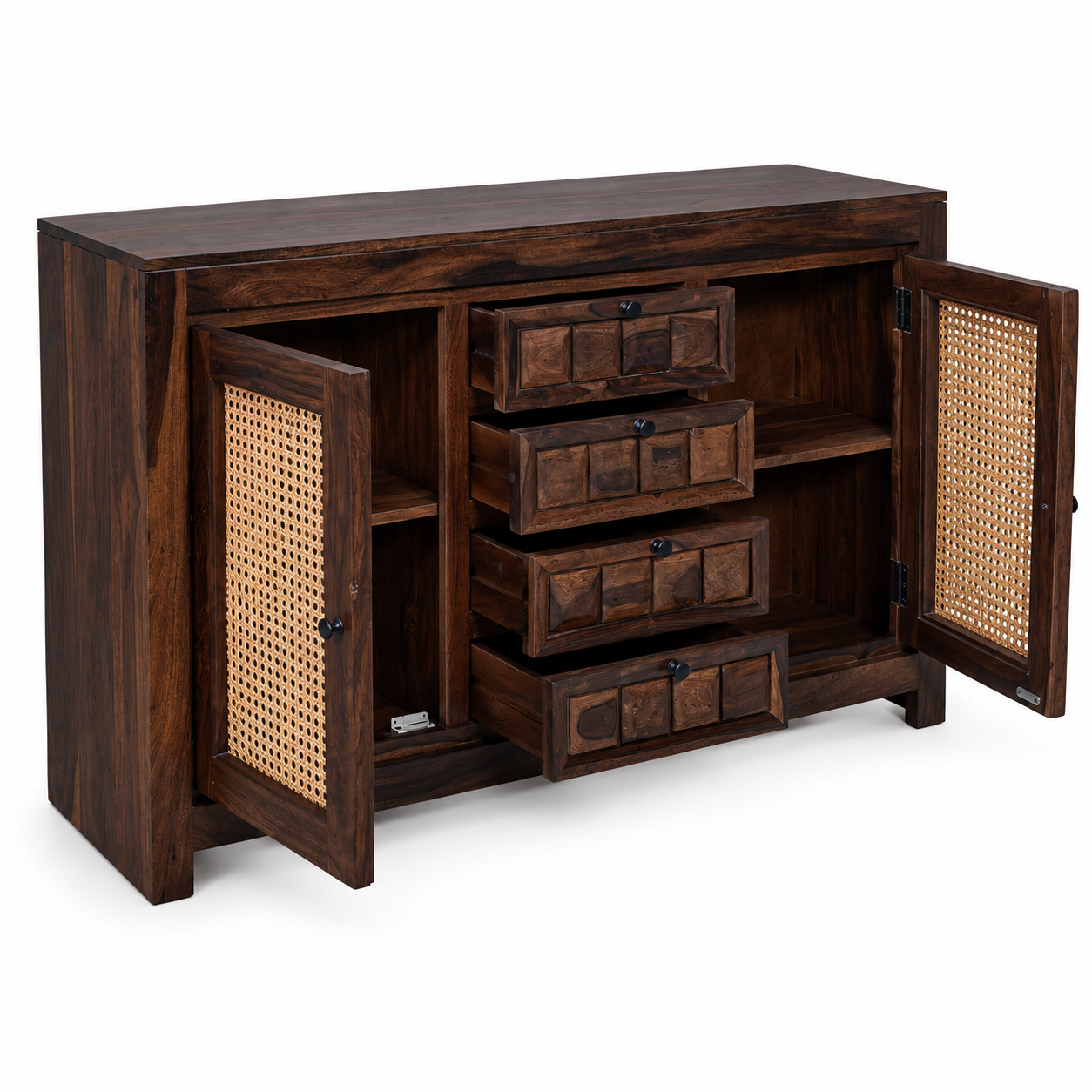 TILE RATTAN SIDEBAORD SOLID WOOD SIDEBAORD WITH RATTAN (PROVINCIAL TEAK)