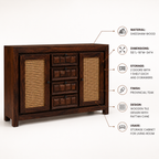 TILE RATTAN SIDEBAORD SOLID WOOD SIDEBAORD WITH RATTAN (PROVINCIAL TEAK)