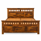 kuber bed sheesham wood bed without storage kuber cut desin (honey finish)