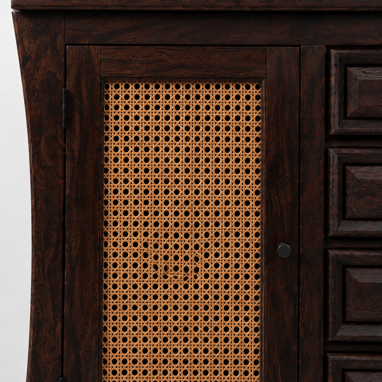 Udaipur Sideboard Solid wood sideboard with Rattan Fitted doors (Provincial teak finish)