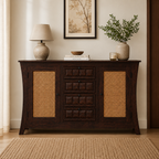 Udaipur Sideboard Solid wood sideboard with Rattan Fitted doors (Provincial teak finish)