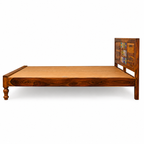 siramika bed sheesham wood bed without storage with ceramica tile (honey finish)
