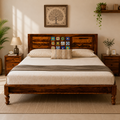 siramika bed sheesham wood bed without storage with ceramica tile (honey finish)