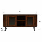 Oval Glass TV unit sheesham wood tv unit with glass door (provincial teak)