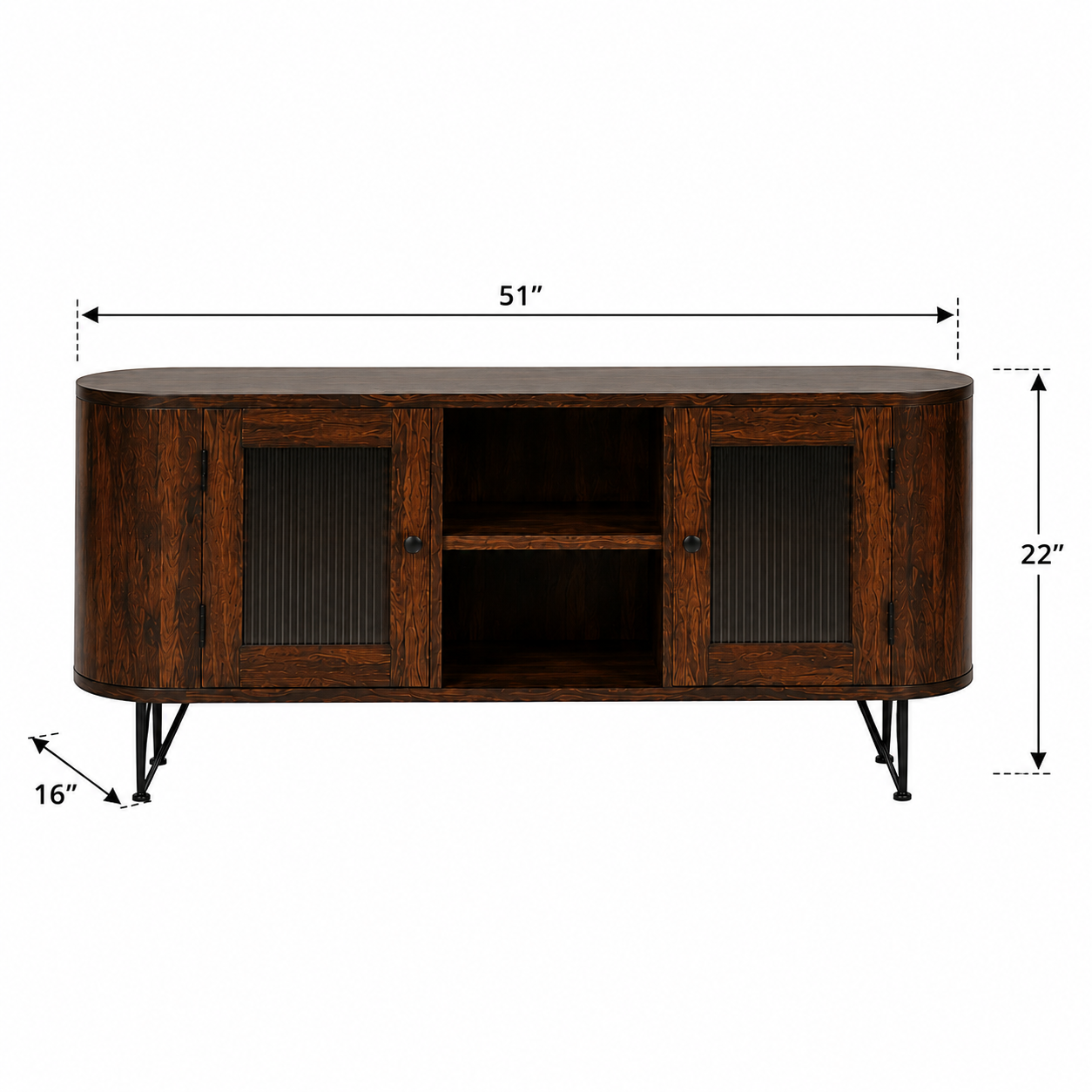 Oval Glass TV unit sheesham wood tv unit with glass door (provincial teak)