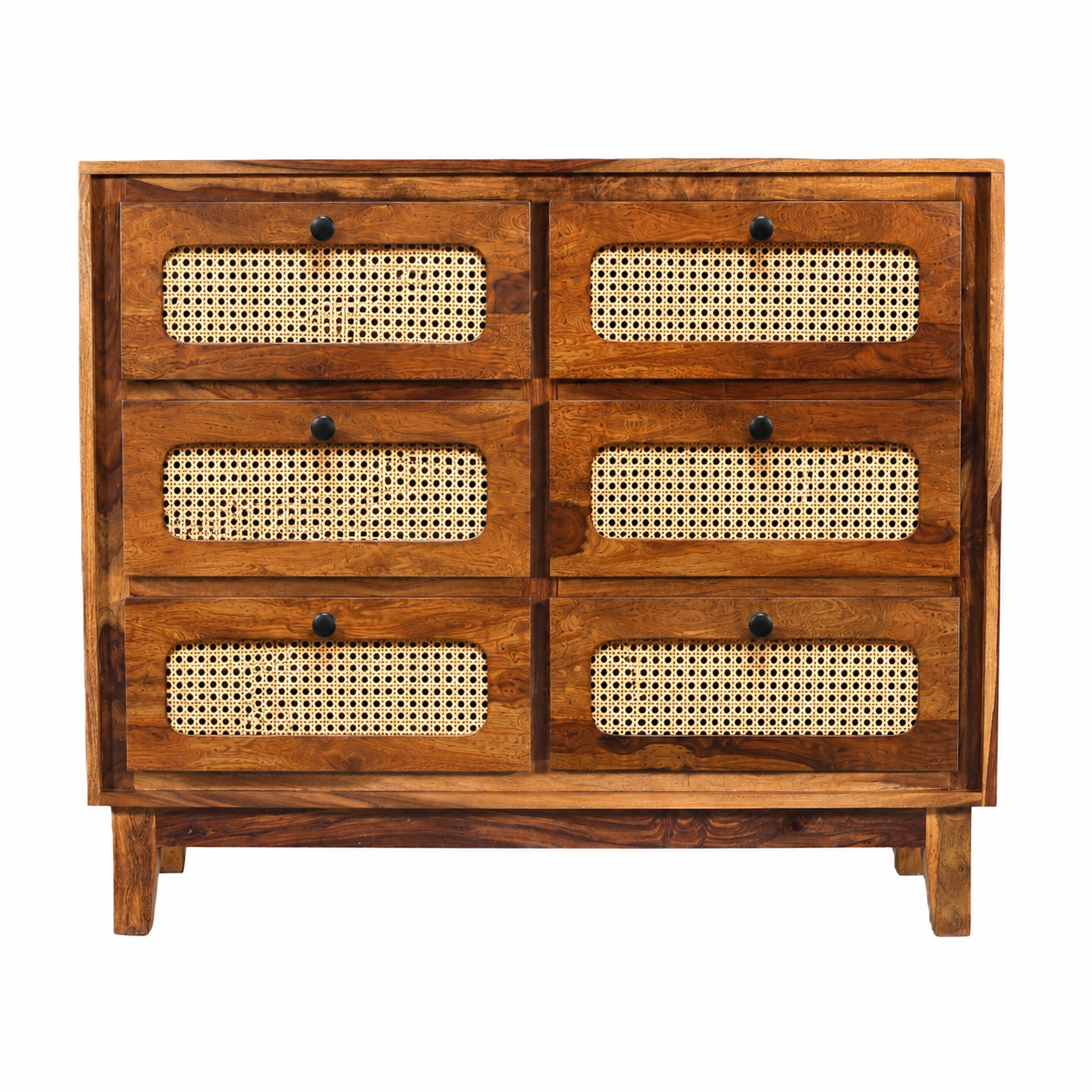 Rattan Chester sheesham wood storage chester with 6 drawers