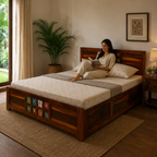 Siramika box bed solid wood king size bed with box storage and siramika tile design