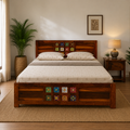Siramika box bed solid wood king size bed with box storage and siramika tile design