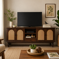 Rattan TV Unit sheesham wood tv unit with rattan (provincial teak)