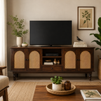 Rattan TV Unit sheesham wood tv unit with rattan (provincial teak)