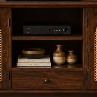 Rattan TV Unit sheesham wood tv unit with rattan (provincial teak)