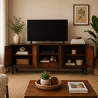 Rattan TV Unit sheesham wood tv unit with rattan (provincial teak)