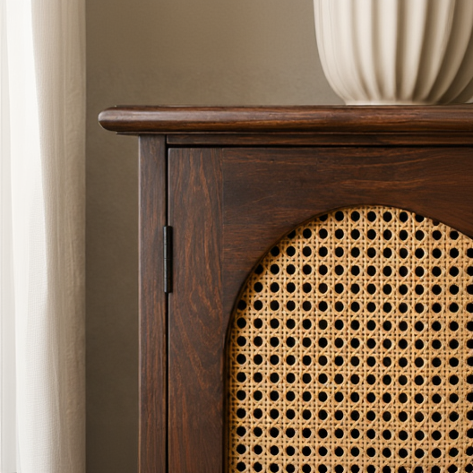 Rattan TV Unit sheesham wood tv unit with rattan (provincial teak)