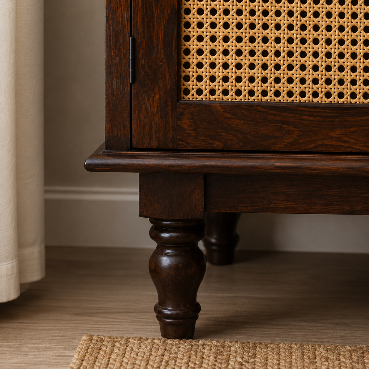 Rattan TV Unit sheesham wood tv unit with rattan (provincial teak)