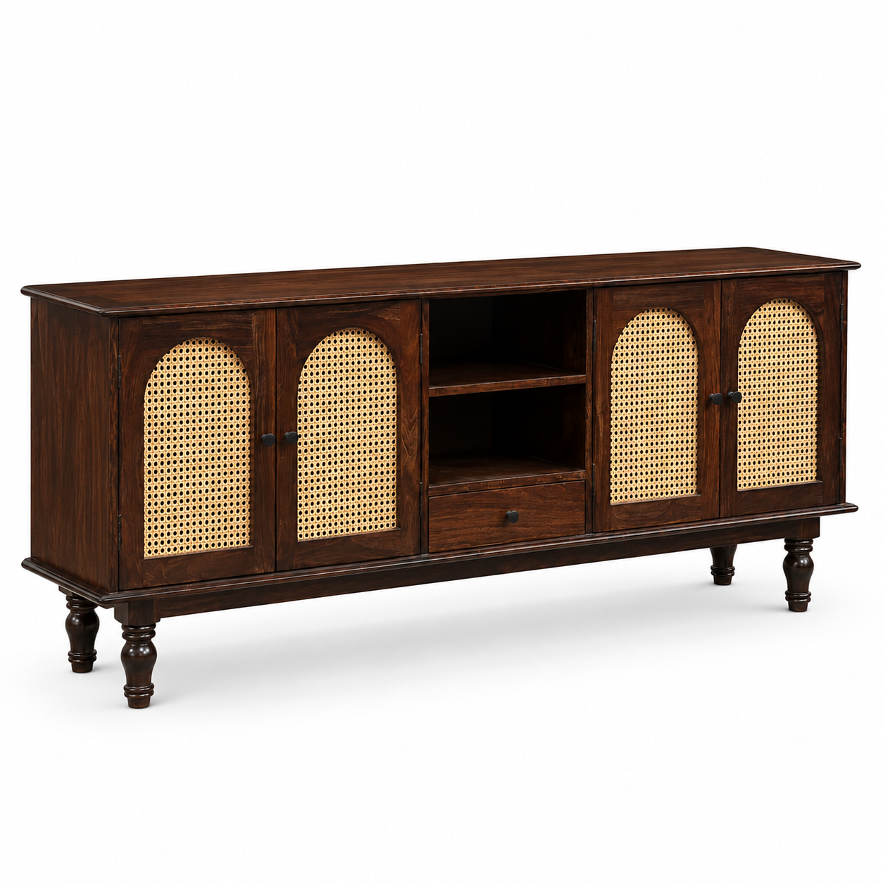 Rattan TV Unit sheesham wood tv unit with rattan (provincial teak)