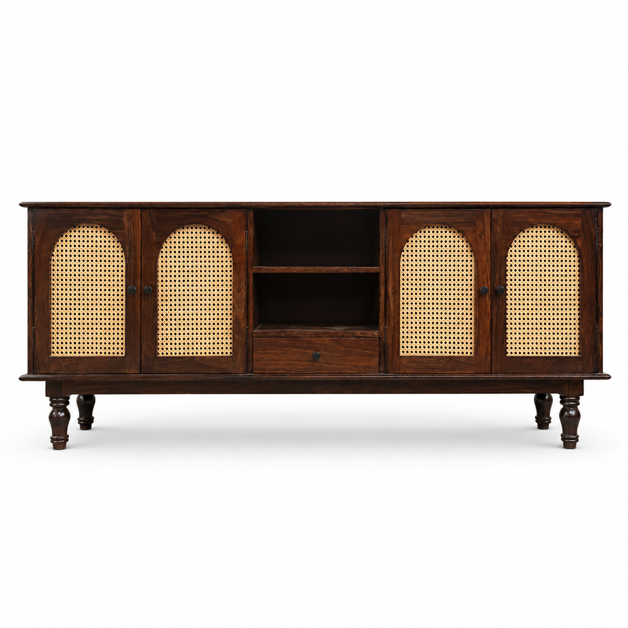 Rattan TV Unit sheesham wood tv unit with rattan (provincial teak)