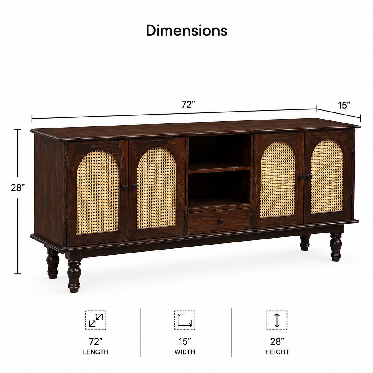 Rattan TV Unit sheesham wood tv unit with rattan (provincial teak)