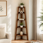 Solid Wood Ladder Shelf – Corner Display Storage Unit
