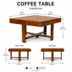 Coffee table 1+4 soldi wood coffee table with 4 stools