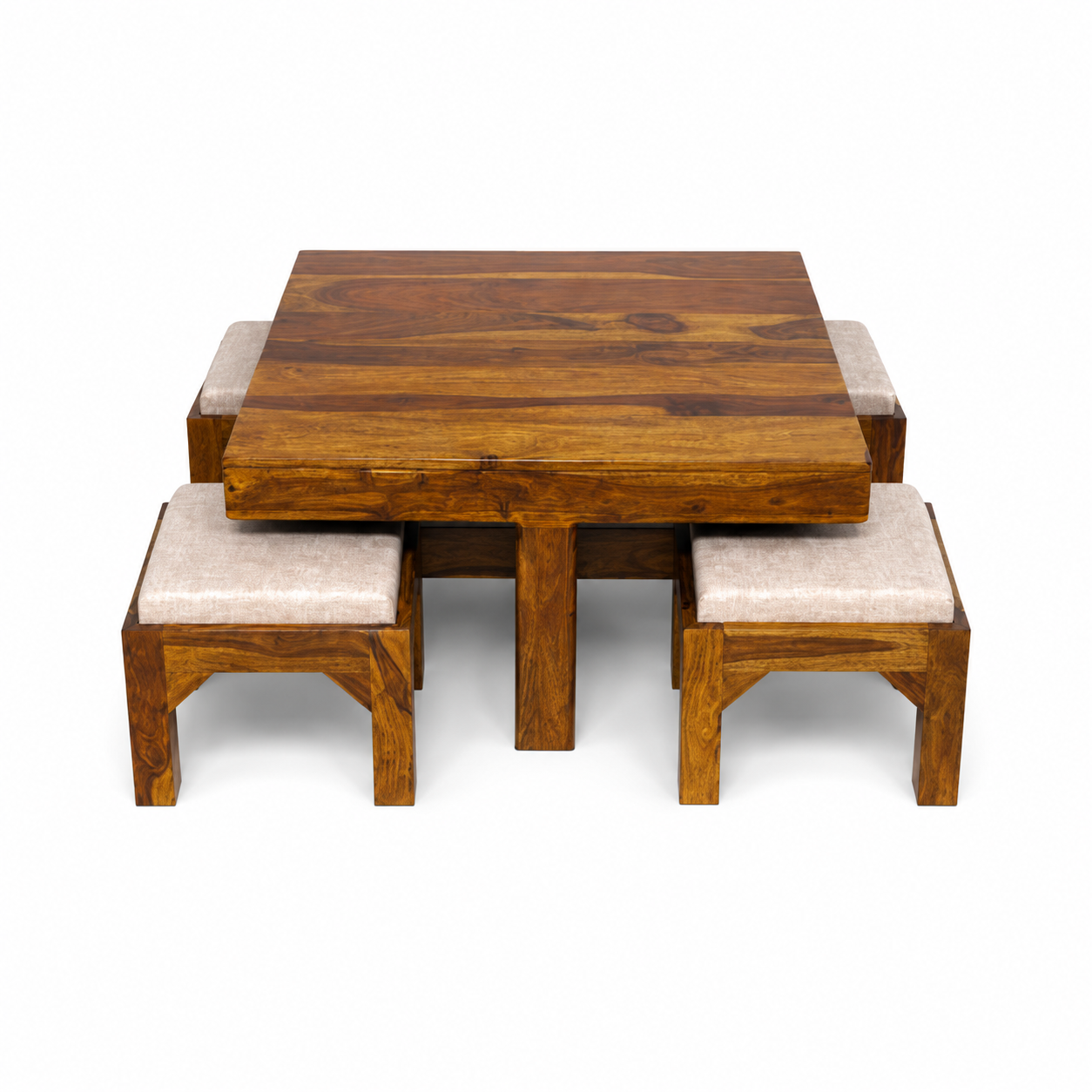 Coffee table 1+4 soldi wood coffee table with 4 stools