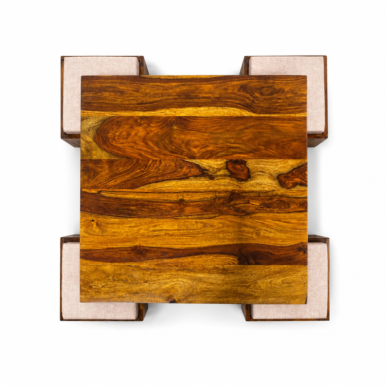 Coffee table 1+4 soldi wood coffee table with 4 stools