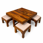 Coffee table 1+4 soldi wood coffee table with 4 stools