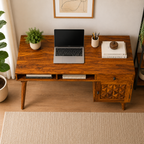Piramid office table soldi wood study table piramid cut design