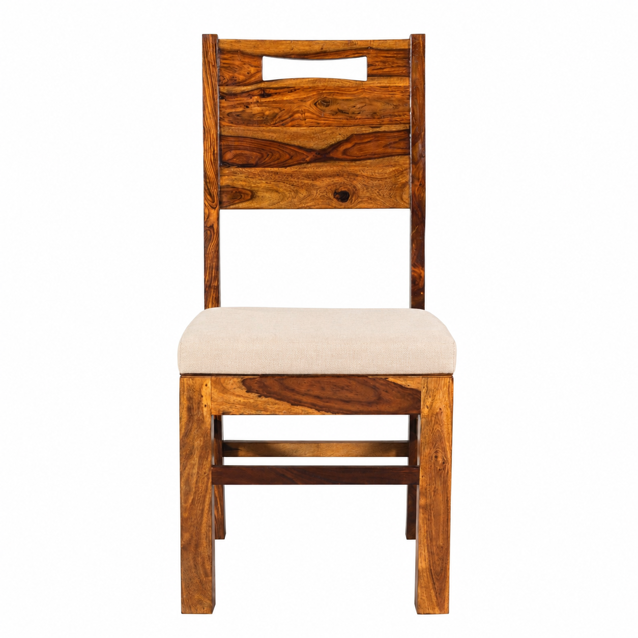 Back Cut Chair Sheesham wood chair with cushion (set of 2 chairs)