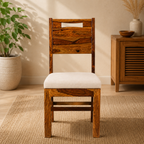 Back Cut Chair Sheesham wood chair with cushion (set of 2 chairs)