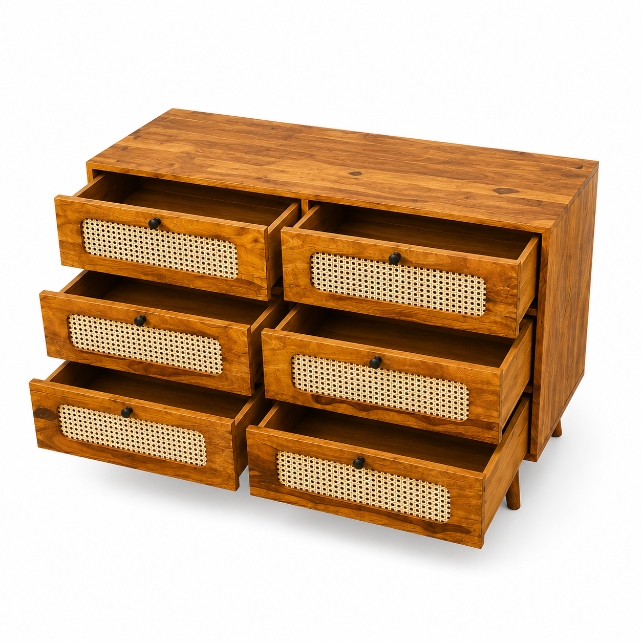 Rattan Chester soldi sheesham wood chester with 6 drawers and rattan