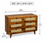 Rattan Chester soldi sheesham wood chester with 6 drawers and rattan