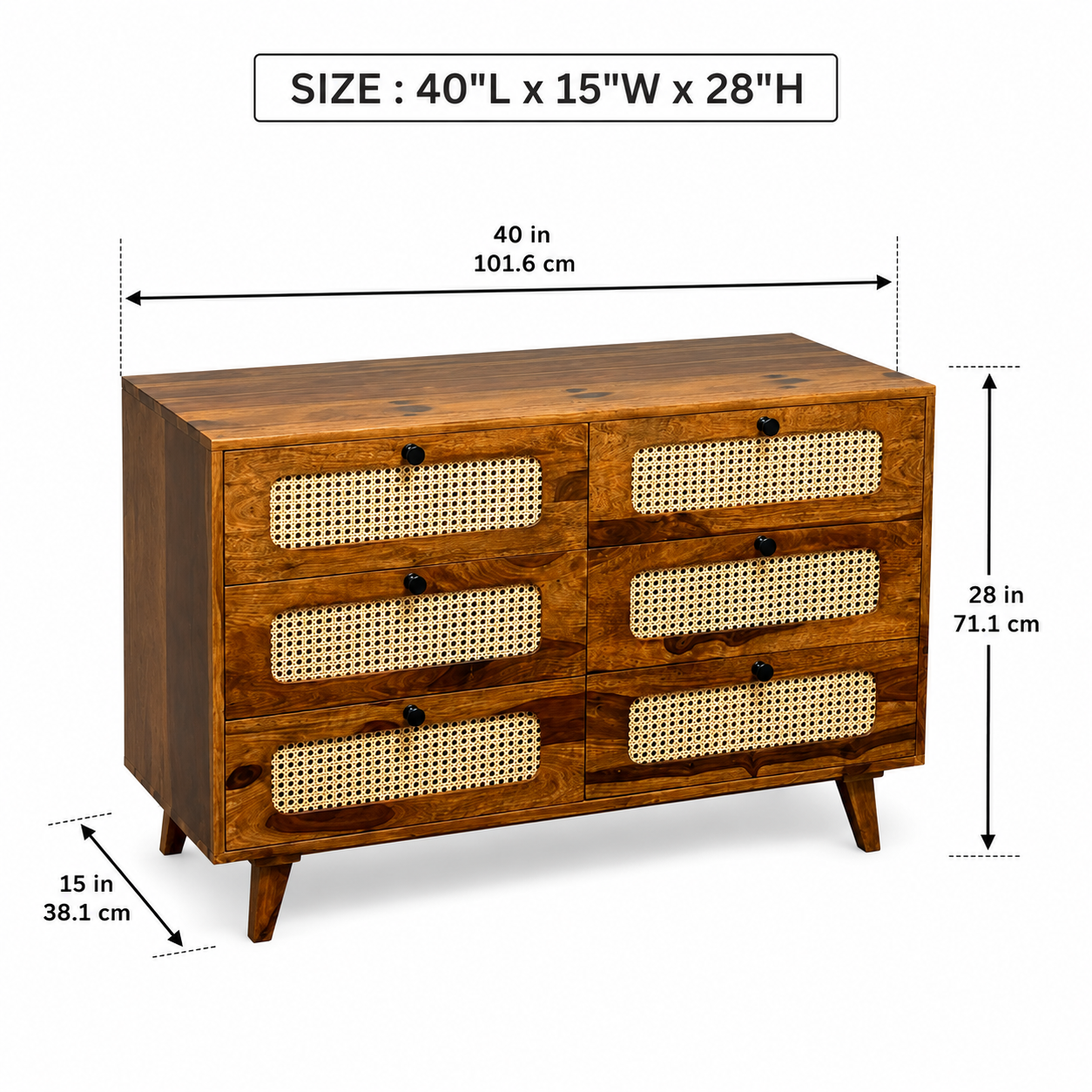 Rattan Chester soldi sheesham wood chester with 6 drawers and rattan