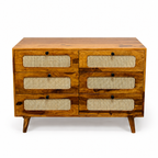 Rattan Chester soldi sheesham wood chester with 6 drawers and rattan