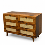 Rattan Chester soldi sheesham wood chester with 6 drawers and rattan