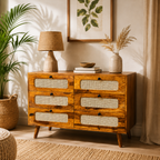 Rattan Chester soldi sheesham wood chester with 6 drawers and rattan