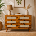 Rattan Chester soldi sheesham wood chester with 6 drawers and rattan