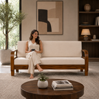 Rattan 3 Seater sofa solid sheesham wood 3 seater sofa with rattan cane