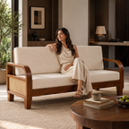 Rattan 3 Seater sofa solid sheesham wood 3 seater sofa with rattan cane
