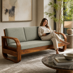Pan 3 Seater sofa solid wood 3 seater sofa with curved arms design