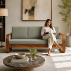Pan 3 Seater sofa solid wood 3 seater sofa with curved arms design