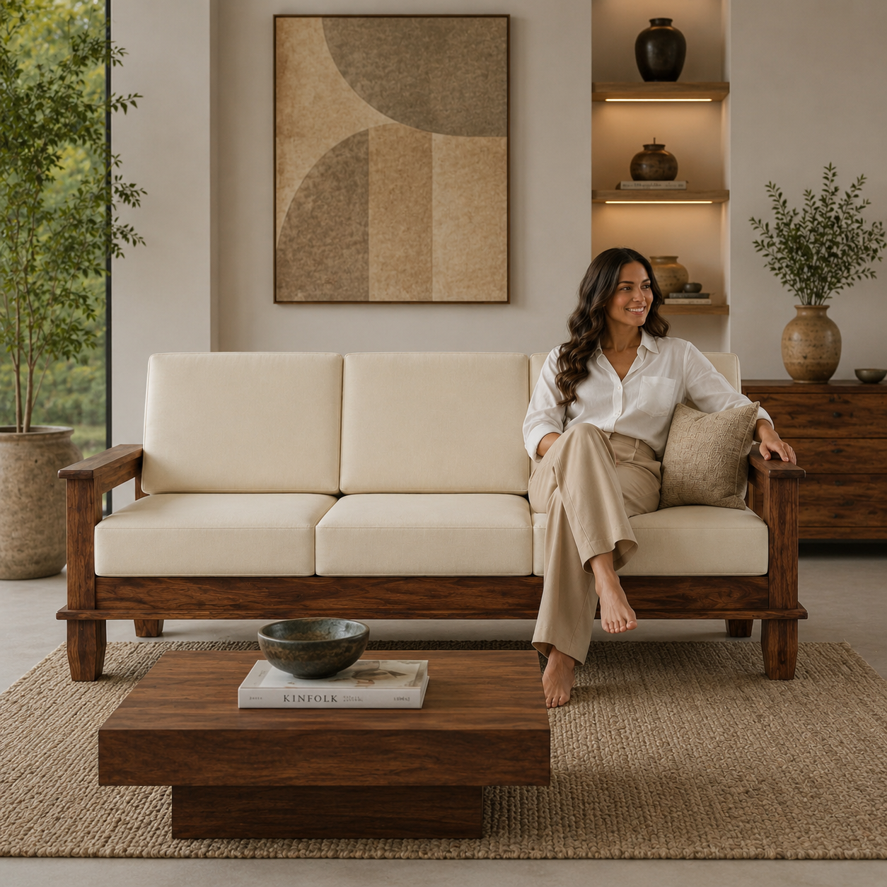 Classic 3 Seater sofa solid sheesham wood 3 seater sofa set