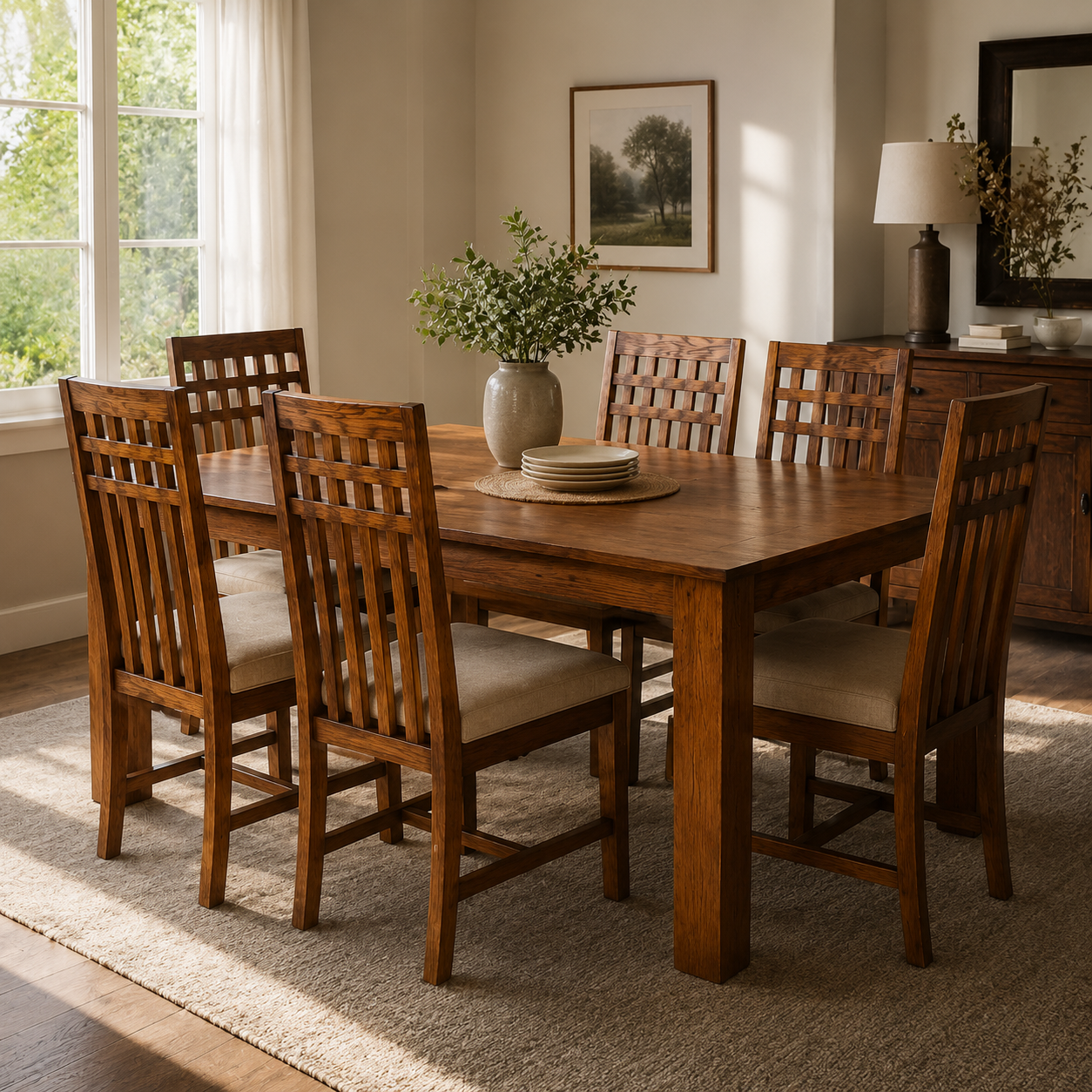 Classic 6 seater dining set solid wood 6 seater dining set