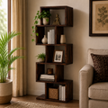 Zig zag corner solid wood Corner book shelf with zig zag shelf (provincial teak finish)