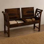 Couch Solid Sheesham Wood Storage Bench with Lift-Top Seats (provincial teak finish)