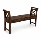 Couch Solid Sheesham Wood Storage Bench with Lift-Top Seats (provincial teak finish)