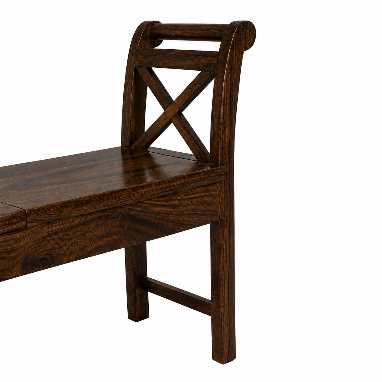 Couch Solid Sheesham Wood Storage Bench with Lift-Top Seats (provincial teak finish)